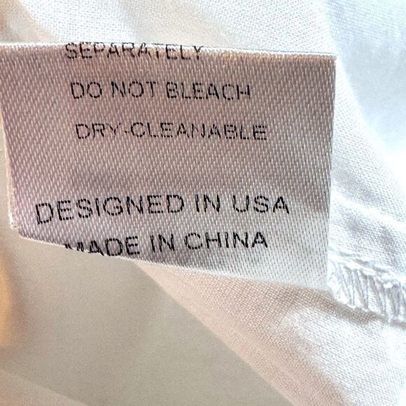 Romi Basha shirt womens one Size white leopard trim Button up Cotton casual top - Picture 12 of 12